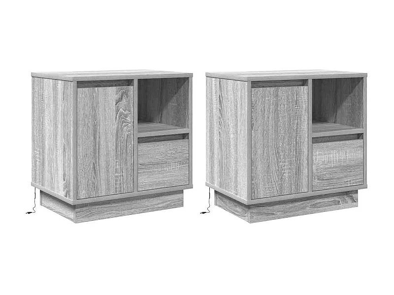Lot de 2 Tables de chevet avec tiroir Gris 50x34.5x50 cm.