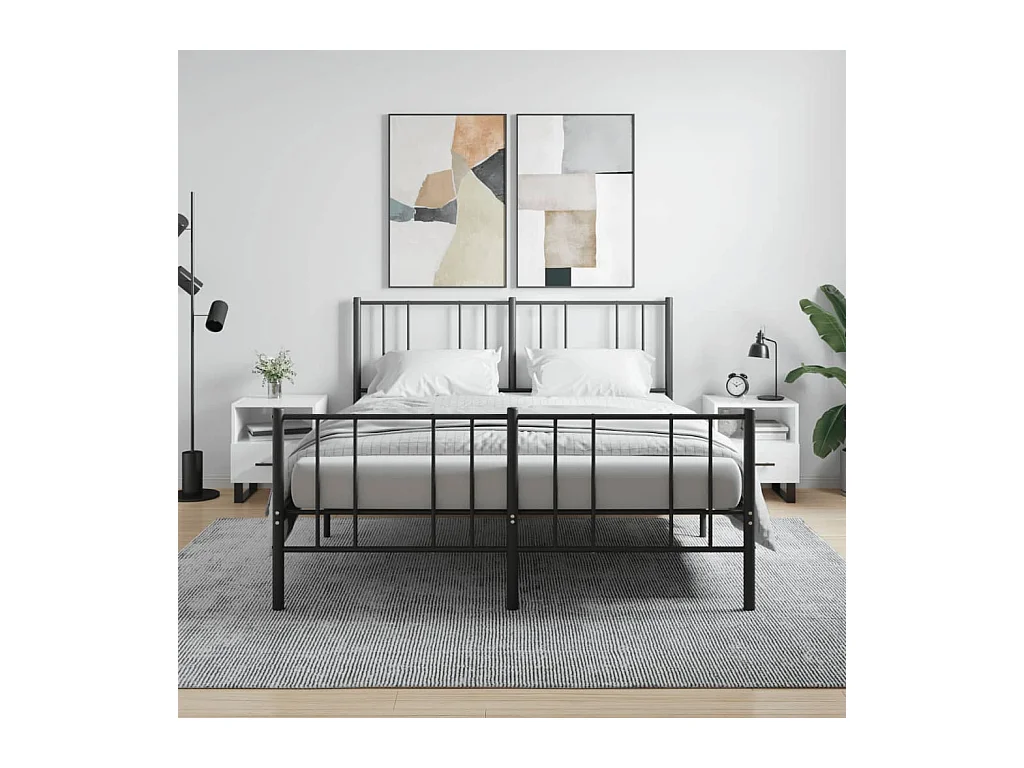 Mesita de noche | Mesilla de noche 2 uds madera ingeniería blanco brillo 40x35x47,5cm