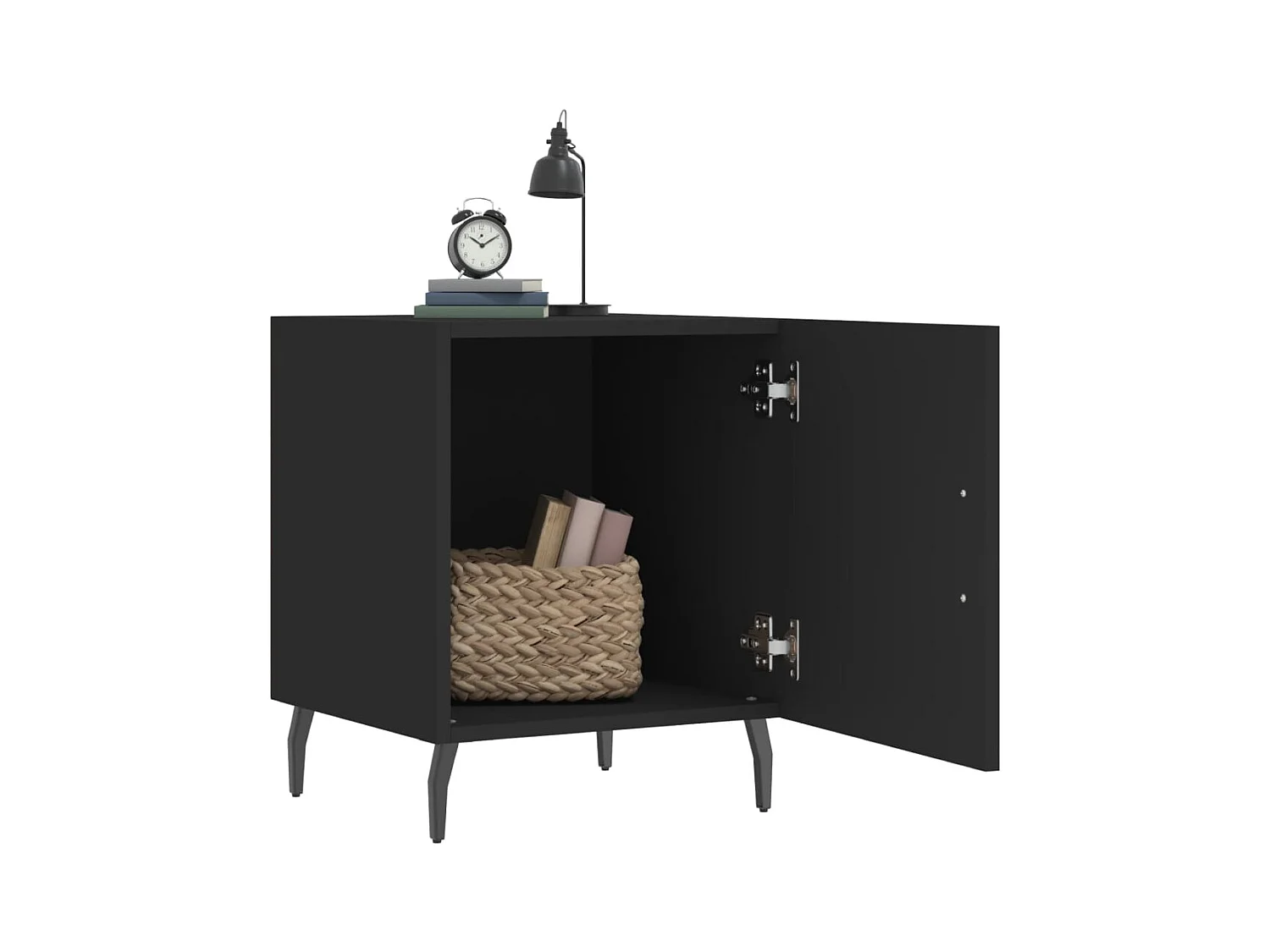 Lot de 2 Tables de chevet avec rangement noir 40x40x50 cm bois d’ingénierie