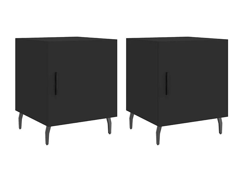Lot de 2 Tables de chevet avec rangement noir 40x40x50 cm bois d’ingénierie