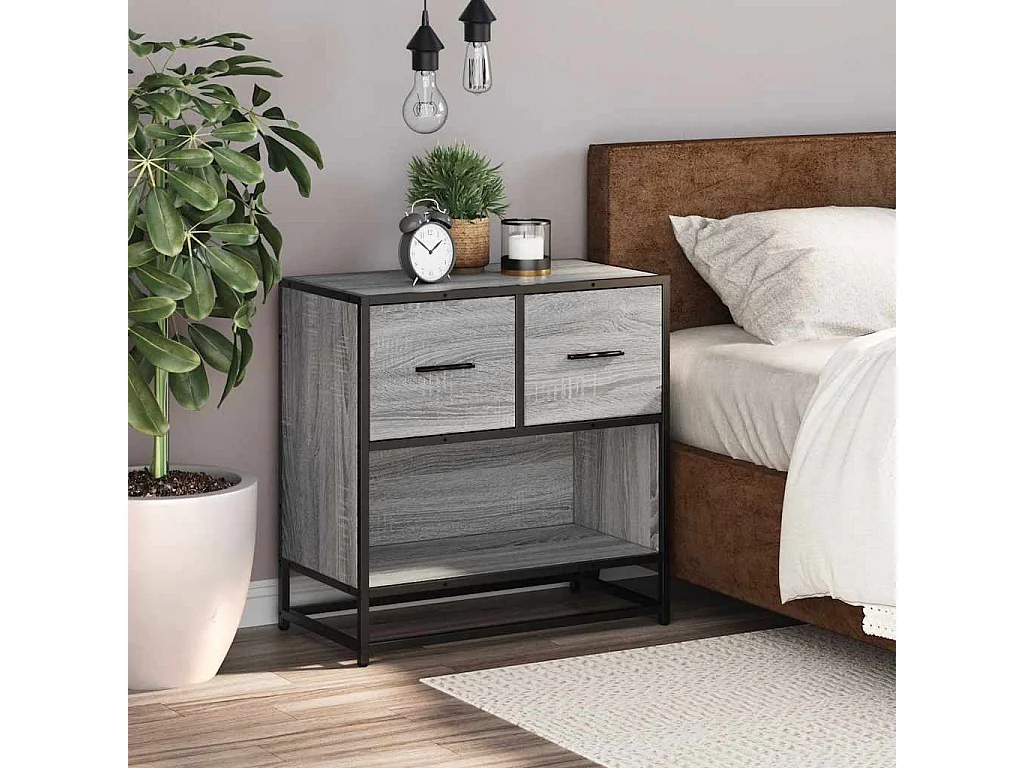 Mesita de noche | Mesilla de noche sonoma gris 60x31x60 cm madera contrachapada