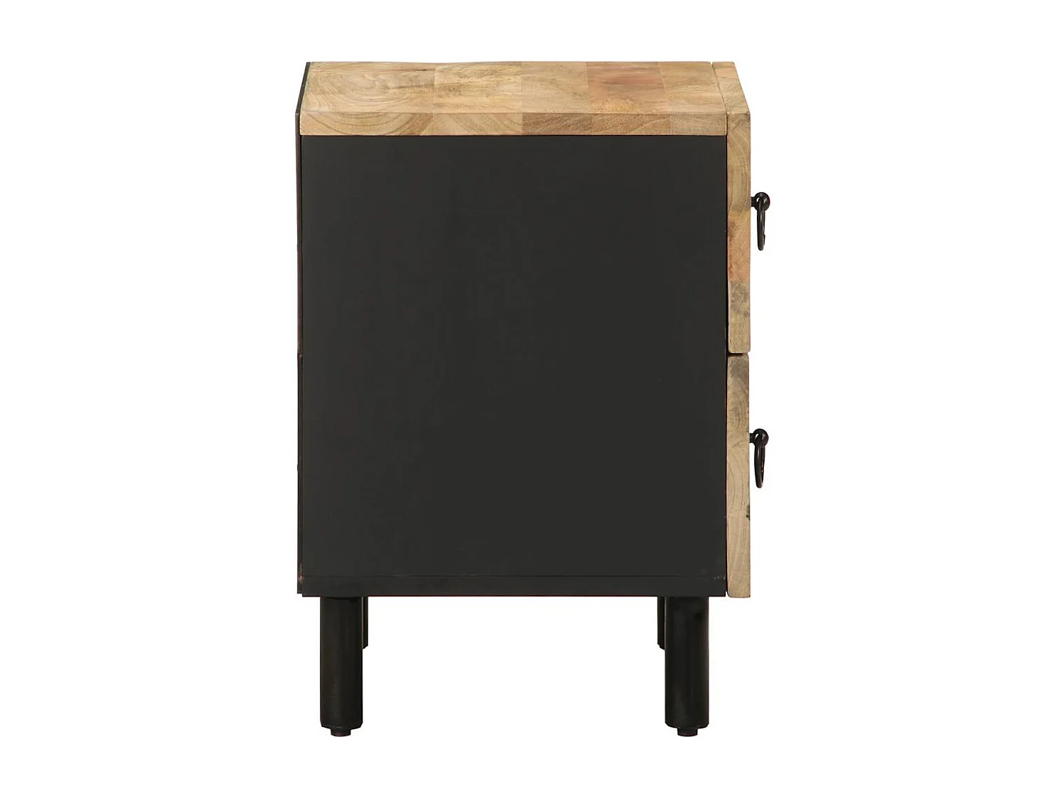 Nachttisch 2er Set-Beistelltisch-Nachttischkommode Schwarz 40x33,5x46 cm Raues Mangoholz SHL65169