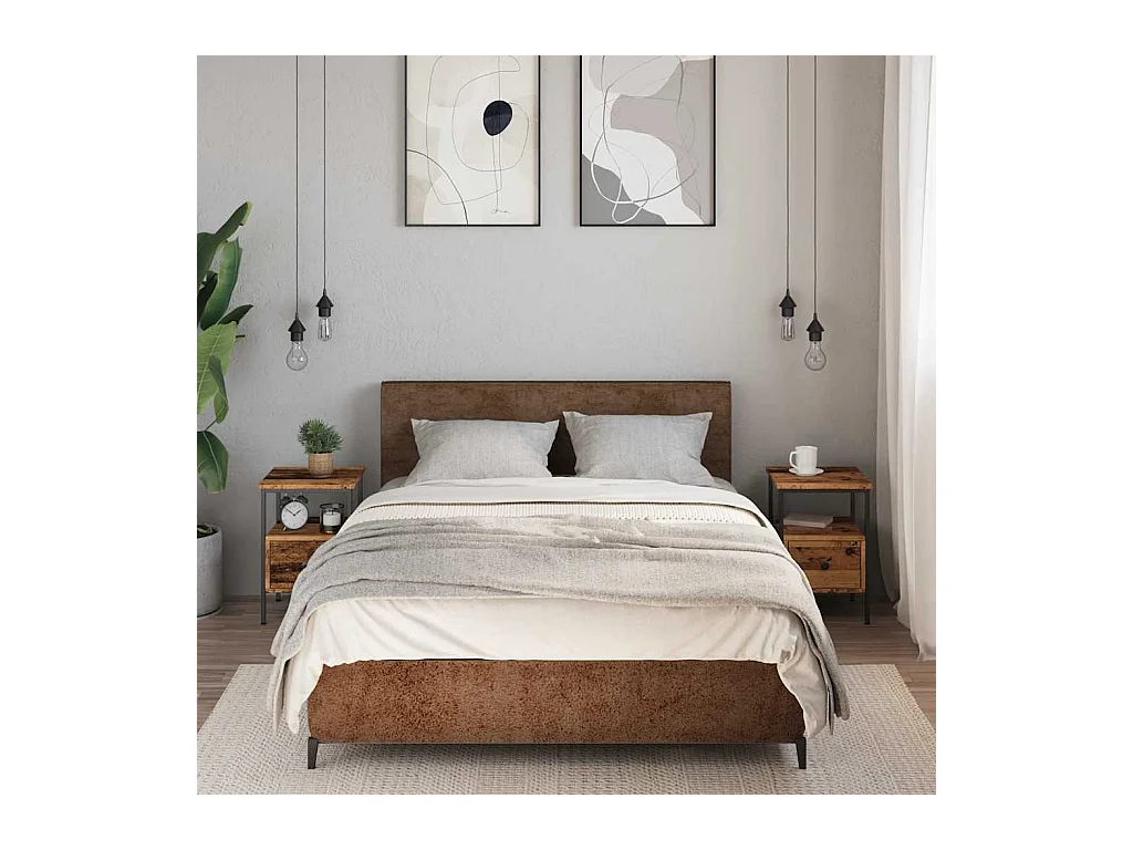 Mesitas de noche | Mesilla de noche 2 uds madera ingeniería envejecida 34x36x50 cm