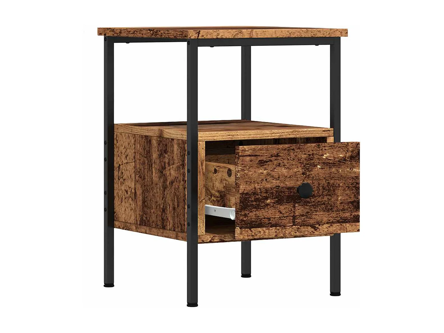 Tables de chevet lot de 2 avec rangement vieux bois 34x36x50 cm bois d'ingénierie