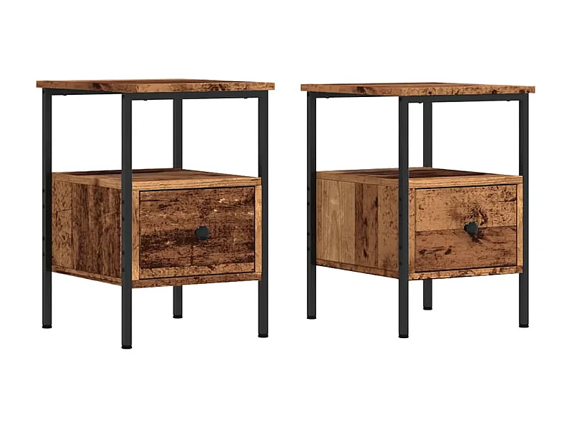 Nachtkastje Set van 2 | Bijzettafel Modern 34x36x50 cm bewerkt hout oud houtkleurig