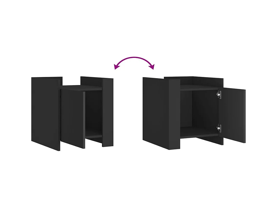 Table de chevet-Table d'appoint Compartiments ouverts noir 45x50x50 cm bois d’ingénierie