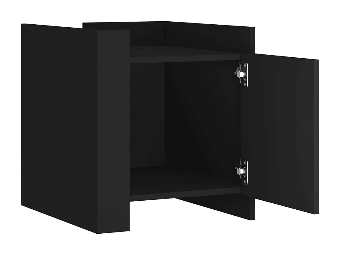 Mesita de noche | Mesilla de noche madera de ingeniería negro 45x50x50 cm