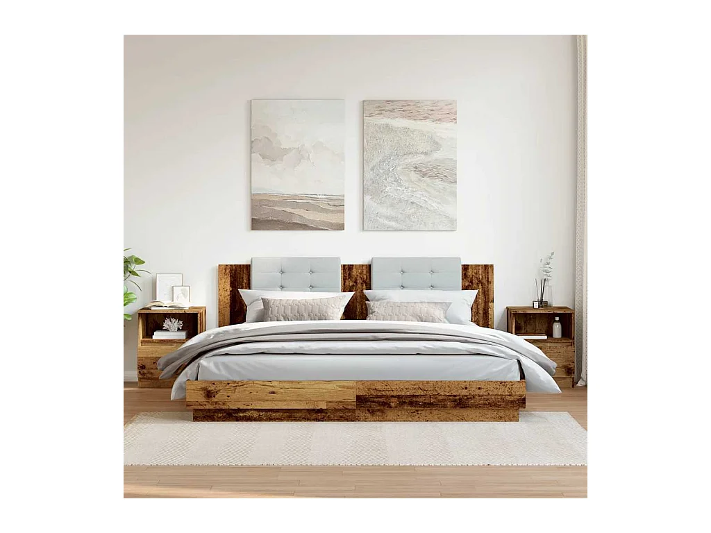 Mesitas de noche | Mesilla de noche 2 uds madera ingeniería envejecida 40x40x50 cm