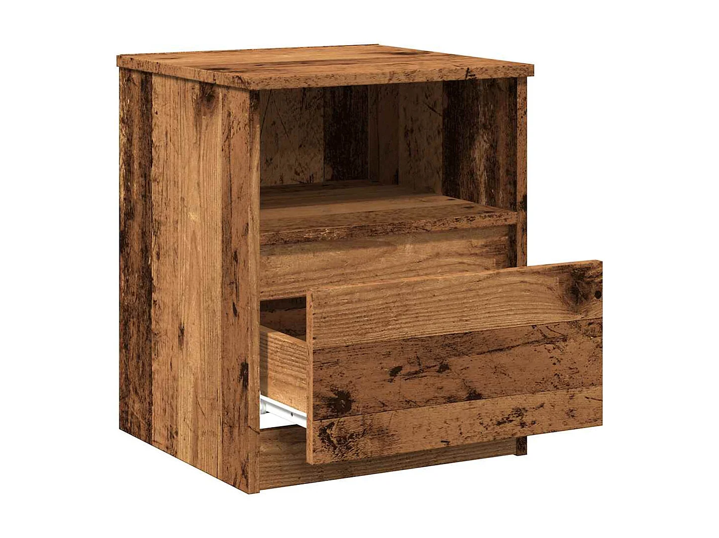 Nachttisch 2er Set-Beistelltisch-Nachttischkommode Altholz-Optik 40x40x50 cm Holzwerkstoff SHL25823