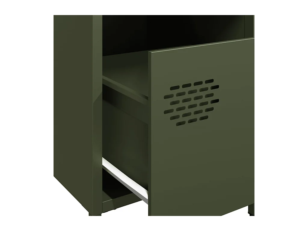 Mesita de noche | Mesilla de noche acero verde oliva 35x39x43,5 cm