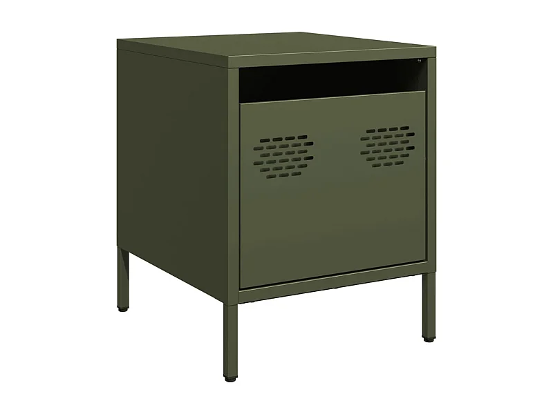 Table de chevet Étroite-Table d'appoint-Table de nuit vert olive 35x39x43,5 cm acier