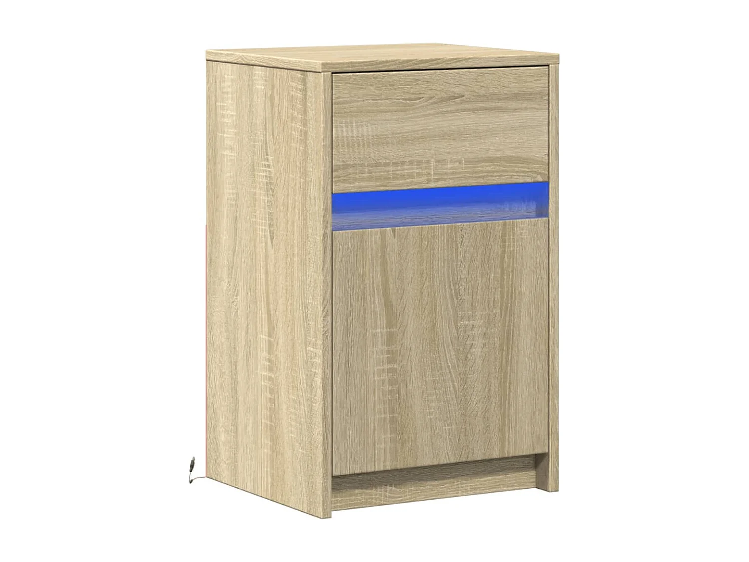 Nachttisch-Beistelltisch mit LED-Leuchten Sonoma Eiche Holzwerkstoff SHL25833