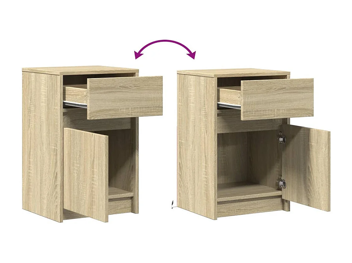 Nachttisch-Beistelltisch mit LED-Leuchten Sonoma Eiche Holzwerkstoff SHL25833