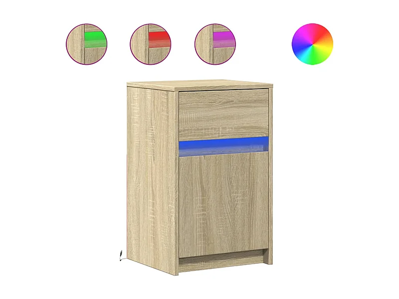 Nachttisch-Beistelltisch mit LED-Leuchten Sonoma Eiche Holzwerkstoff SHL25833