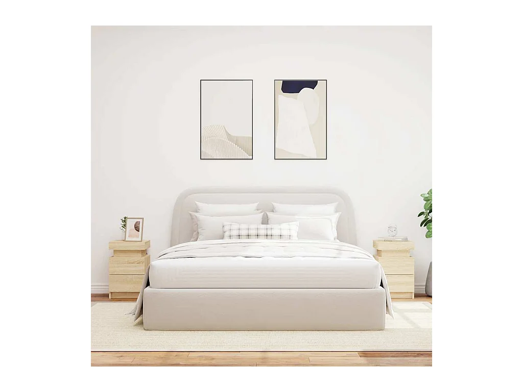 Pack 2 uds Mesitas de noche | Mesilla de noche con luces LED roble Sonoma 35x39x55 cm