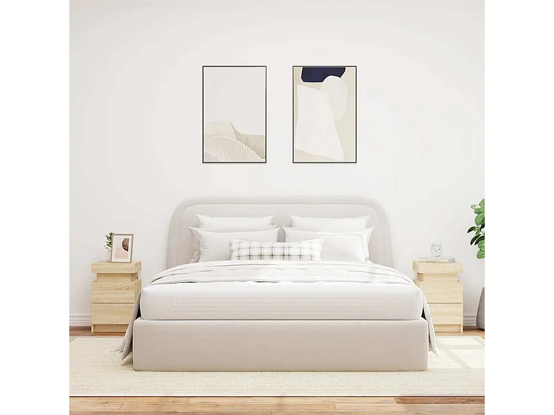 Mesa de Cabeceira Moderna com luzes LED 2 peças 35x39x55 cm carvalho sonoma