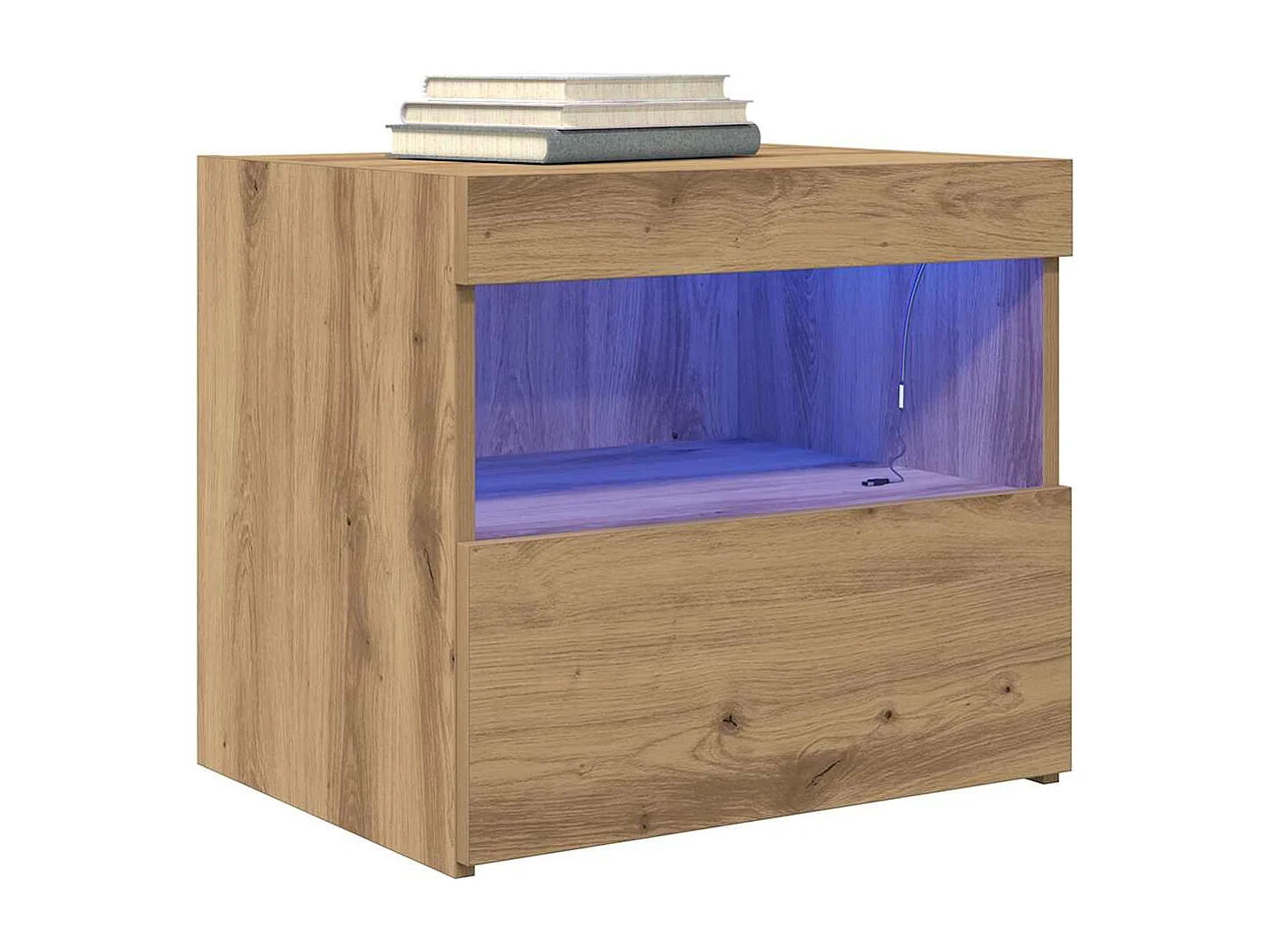 Mesita de Noche | Mesa auxiliar con cajón Roble artisan 50x40x45 cm