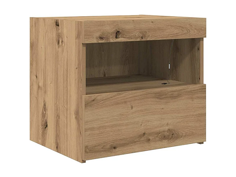 Table de chevet-Table de Nuit avec tiroir chêne artisanal 50x40x45 cm