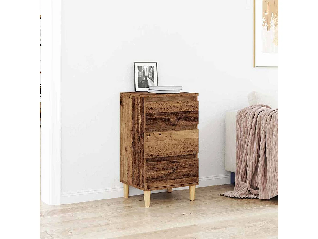 Mesita de Noche | Armario de Noche con cajón Madera vieja 40x35x70 cm