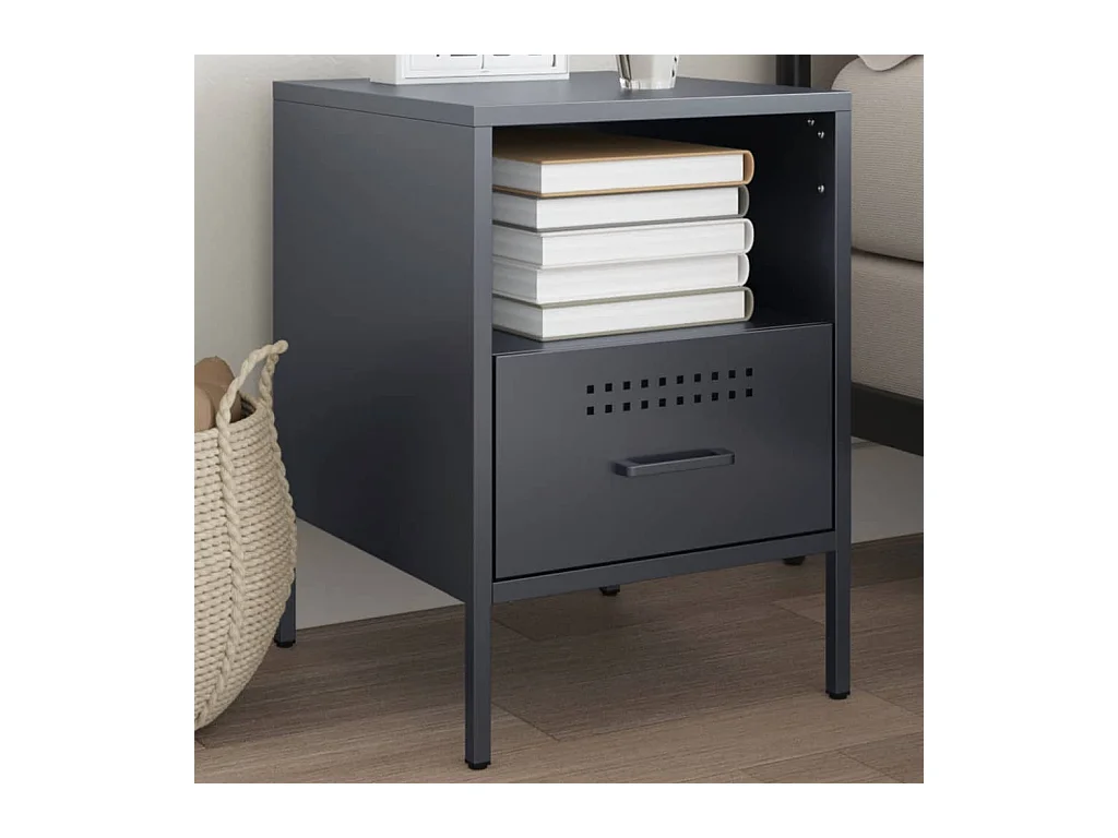 Table de chevet Étroite-Table d'appoint-Table de nuit anthracite 36x39x50,5 cm acier
