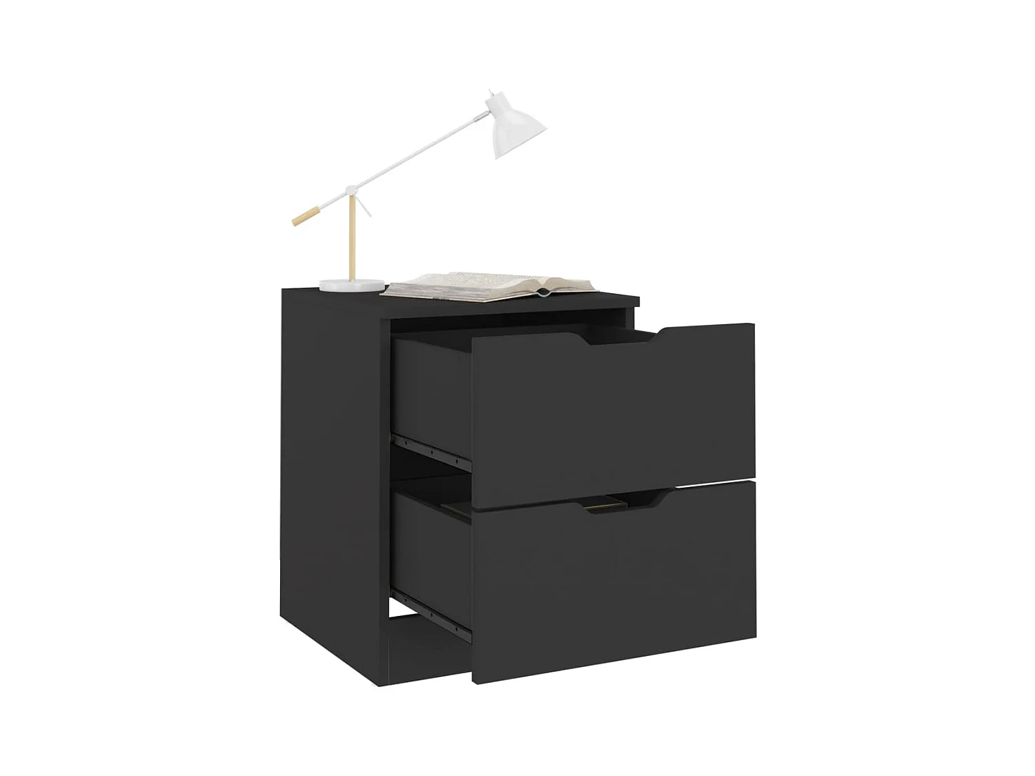 Tables de chevet-Table de nuit 2 pcs noir 40x40x50 cm bois d’ingénierie