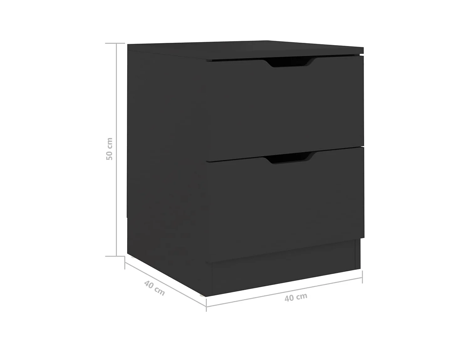 Tables de chevet-Table de nuit 2 pcs noir 40x40x50 cm bois d’ingénierie