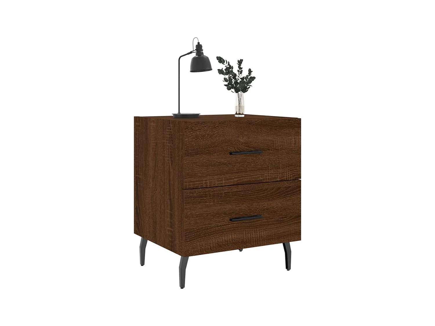 Mesita de noche | Mesilla de noche 2 uds. madera ingeniería marrón roble 40x35x47,5 cm