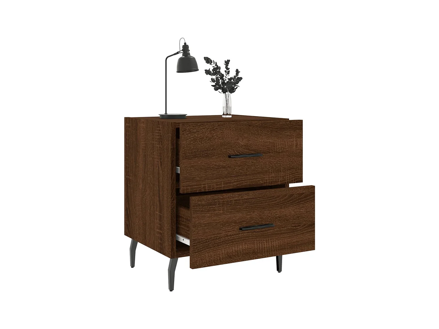 Mesita de noche | Mesilla de noche 2 uds. madera ingeniería marrón roble 40x35x47,5 cm