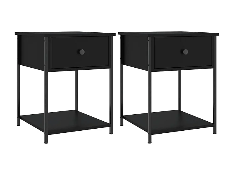Tables de chevet lot de 2 avec Étagère de rangement noir 44x45x58 cm bois d’ingénierie