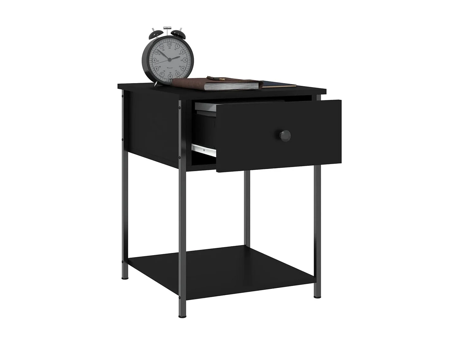 Nachttisch 2er Set-Beistelltisch-Nachttischkommode Schwarz 44x45x58 cm Holzwerkstoff SHL81063