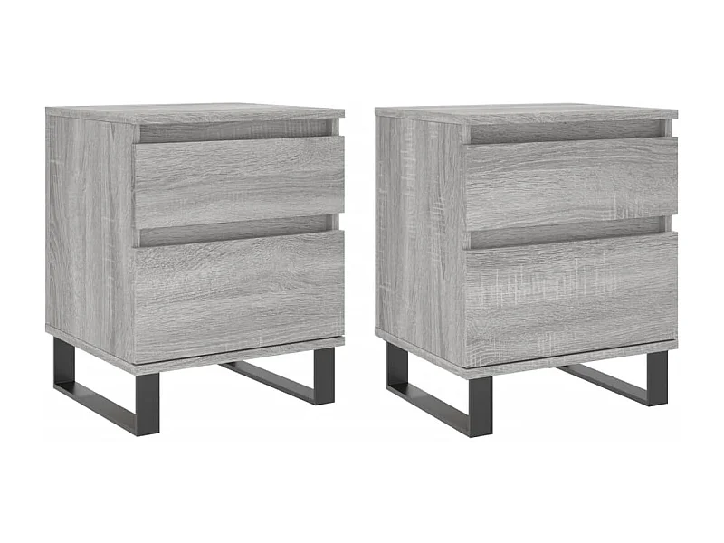 Lot de 2 Tables de chevet avec tiroirs sonoma gris 40x35x50 cm bois ingénierie