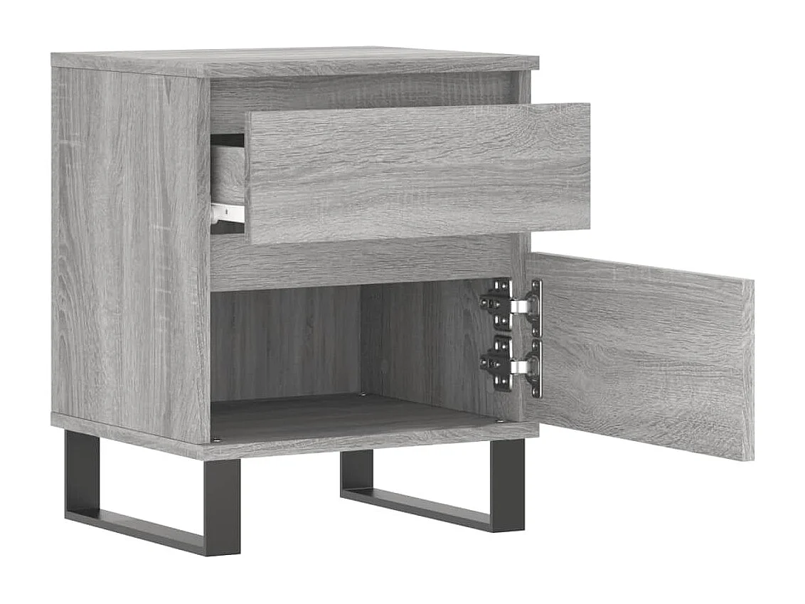 Mesita de noche | Mesilla de noche 2 uds. madera ingeniería gris Sonoma 40x35x50 cm