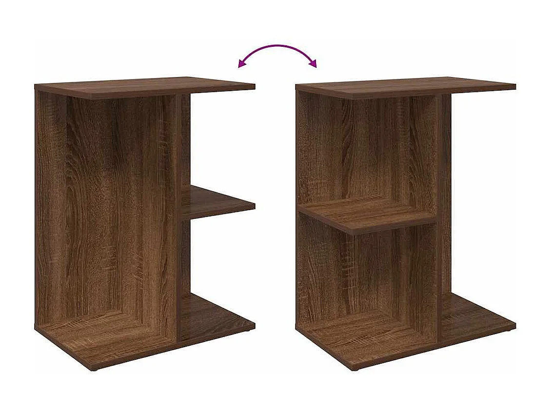 Nachttisch 2er Set-Beistelltisch-Nachttischkommode Braun Eichen-Optik 46,5x29x61 Holzwerkstoff SHL43158