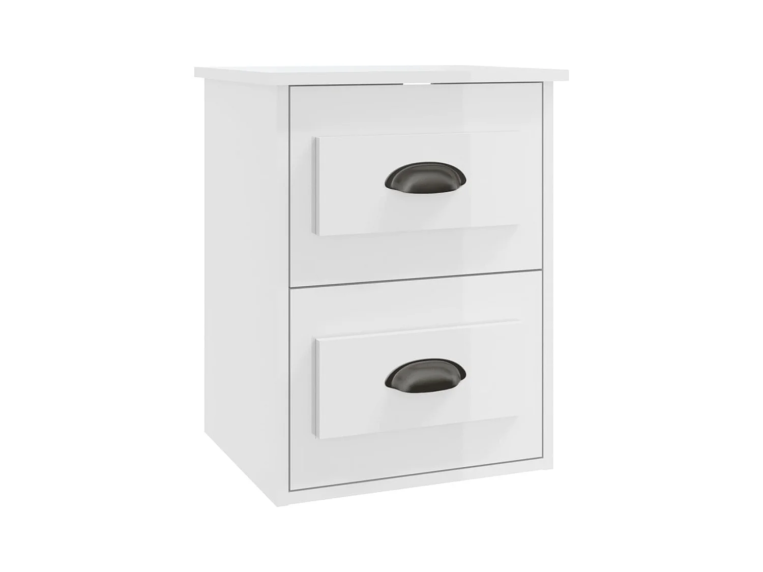 Mesita de noche | Mesilla de noche de pared blanco brillante 41,5x36x53 cm