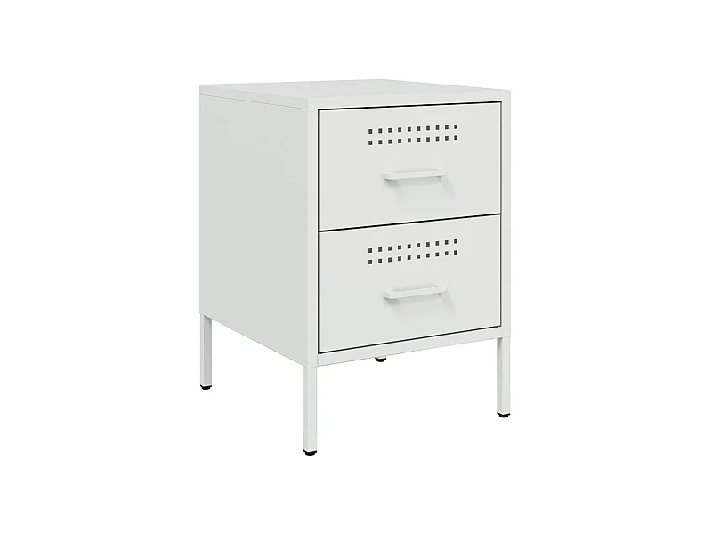 Mesita de noche | Mesilla de noche de acero blanco 36x39x50,5 cm