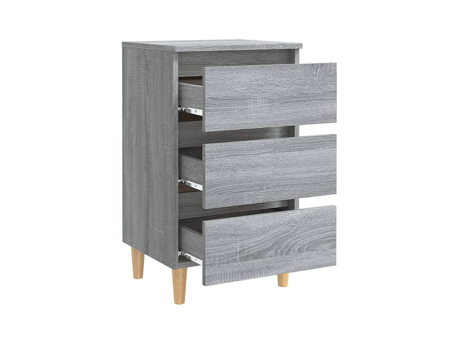 Mesita de noche | Mesilla de noche con patas madera maciza gris Sonoma 40x35x69 cm