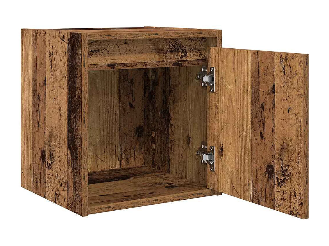 Nachttisch hängend | Wand-Nachttisch Altholz-Optik 38x34x40 cm SHL24601
