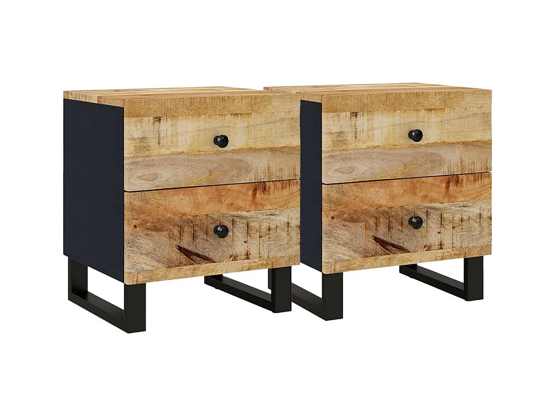 Mesitas de noche | Mesilla de noche 2 uds madera maciza de mango 40x33x46 cm
