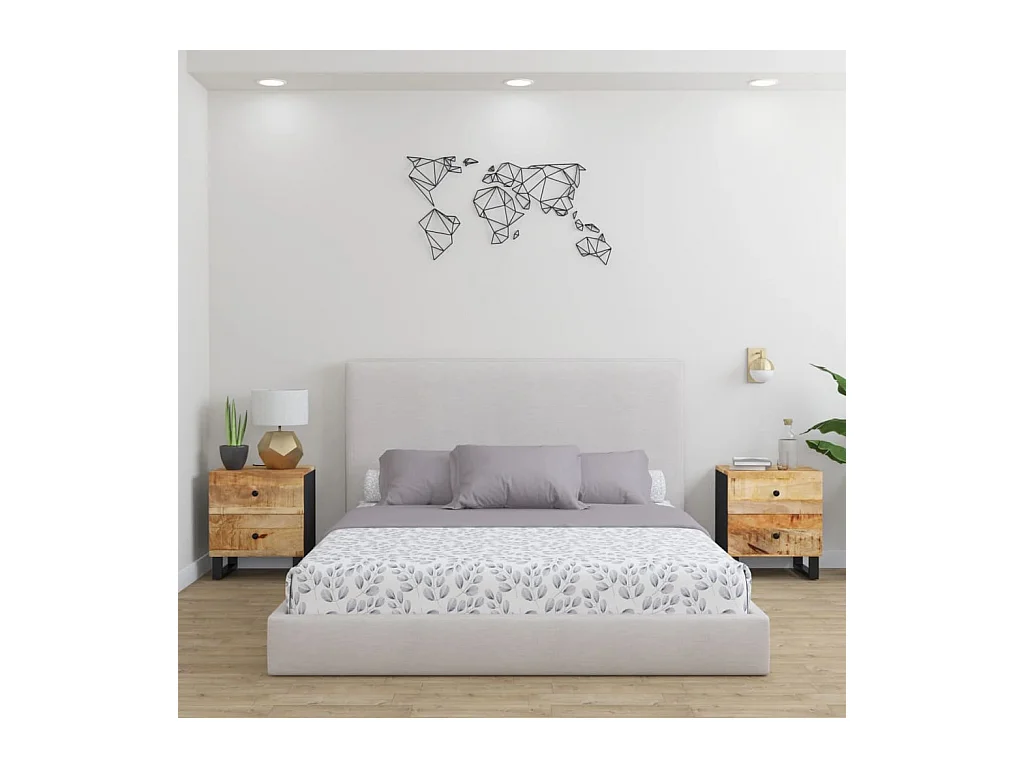 Mesitas de noche | Mesilla de noche 2 uds madera maciza de mango 40x33x46 cm