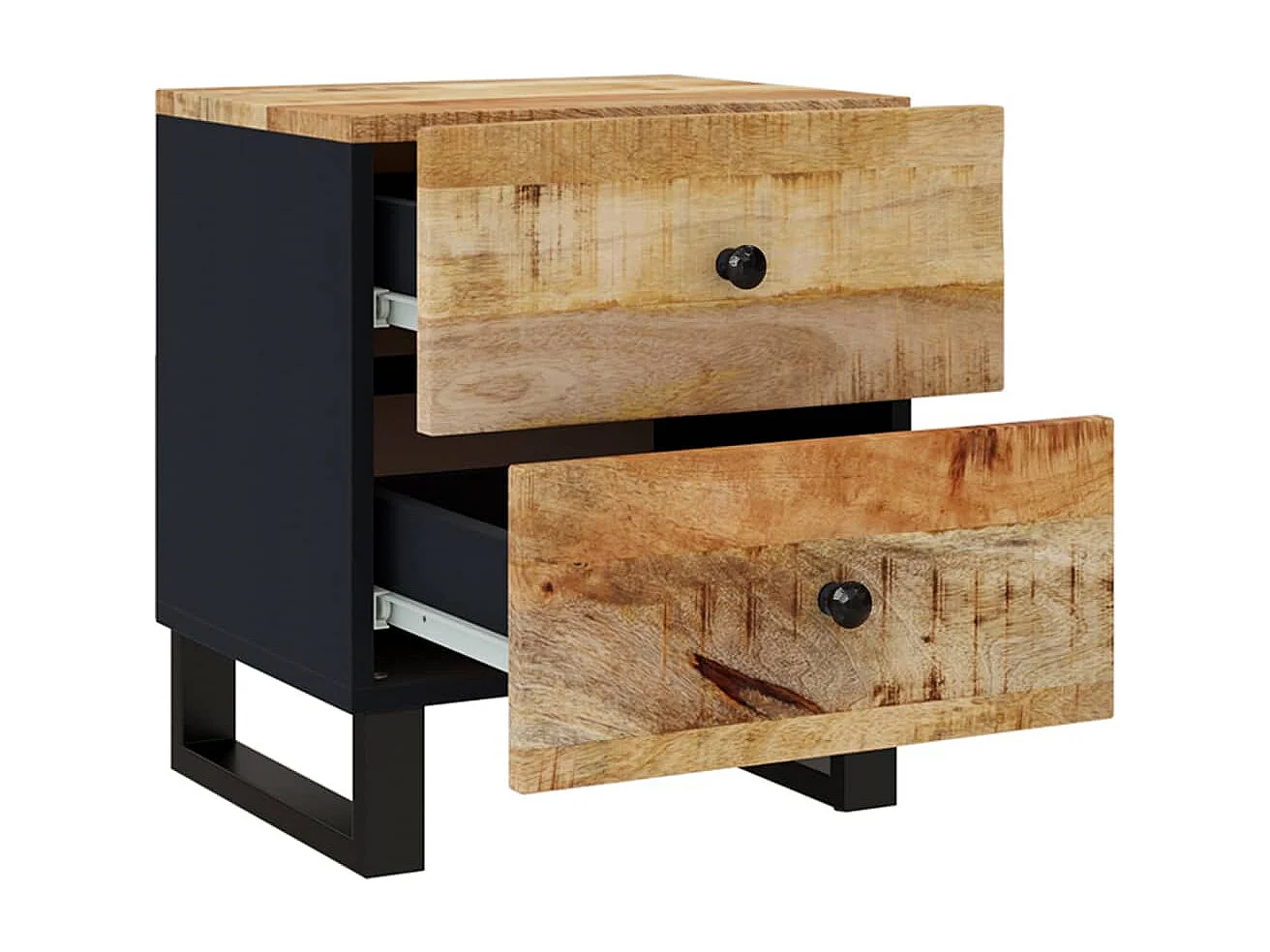 Nachttisch 2er Set-Beistelltisch 40x33x46 cm Massivholz Mango SHL36467