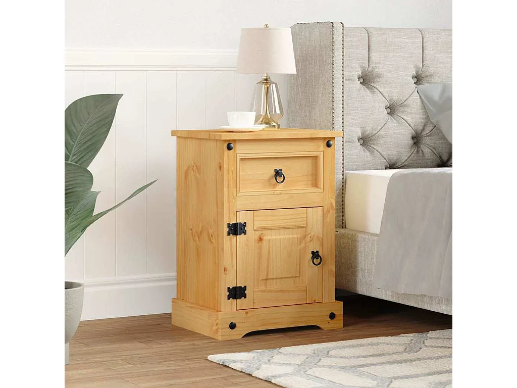 Table de chevet-Table de Nuit Gamme Corona pin mexicain 53x39x66 cm