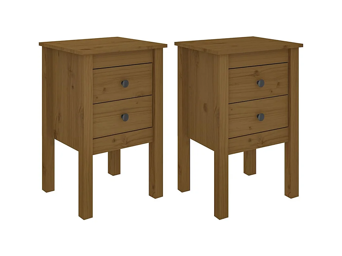 Mesitas de noche | Mesilla de noche 2 uds madera de pino marrón miel 40x35x61,5 cm