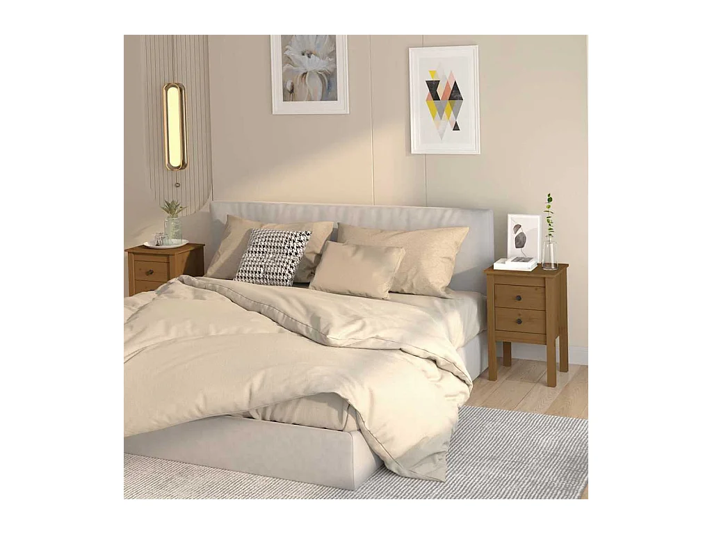 Mesitas de noche | Mesilla de noche 2 uds madera de pino marrón miel 40x35x61,5 cm