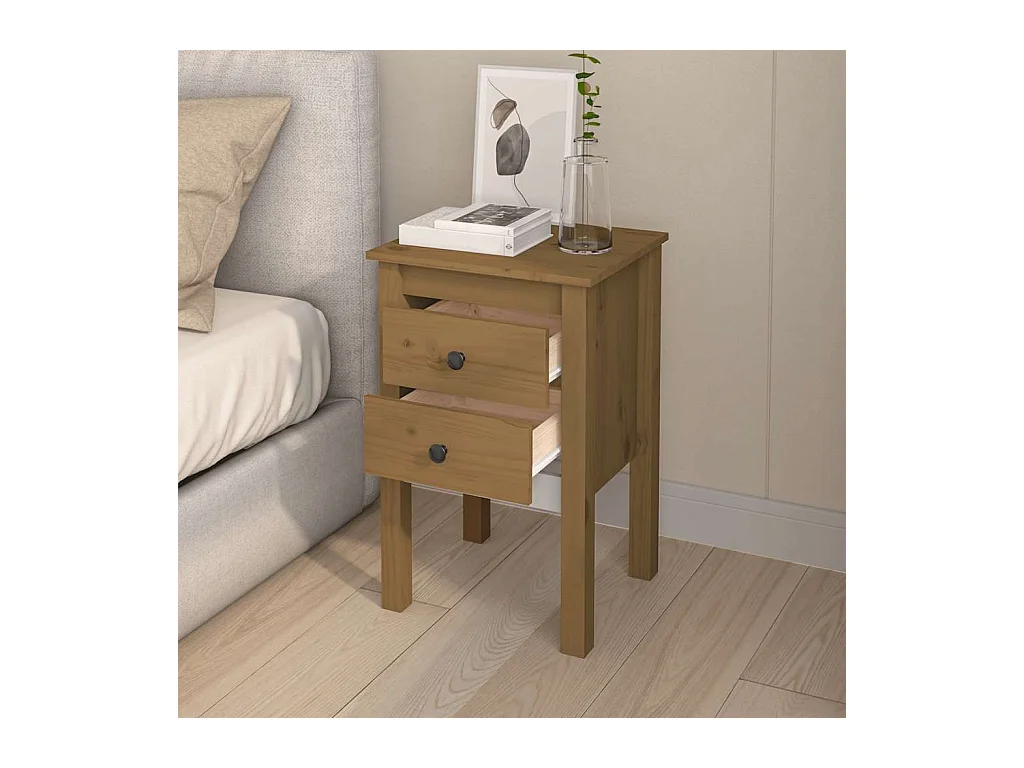 Mesitas de noche | Mesilla de noche 2 uds madera de pino marrón miel 40x35x61,5 cm