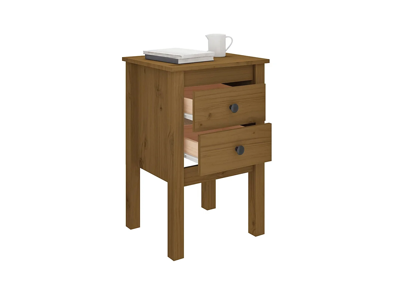 Mesitas de noche | Mesilla de noche 2 uds madera de pino marrón miel 40x35x61,5 cm