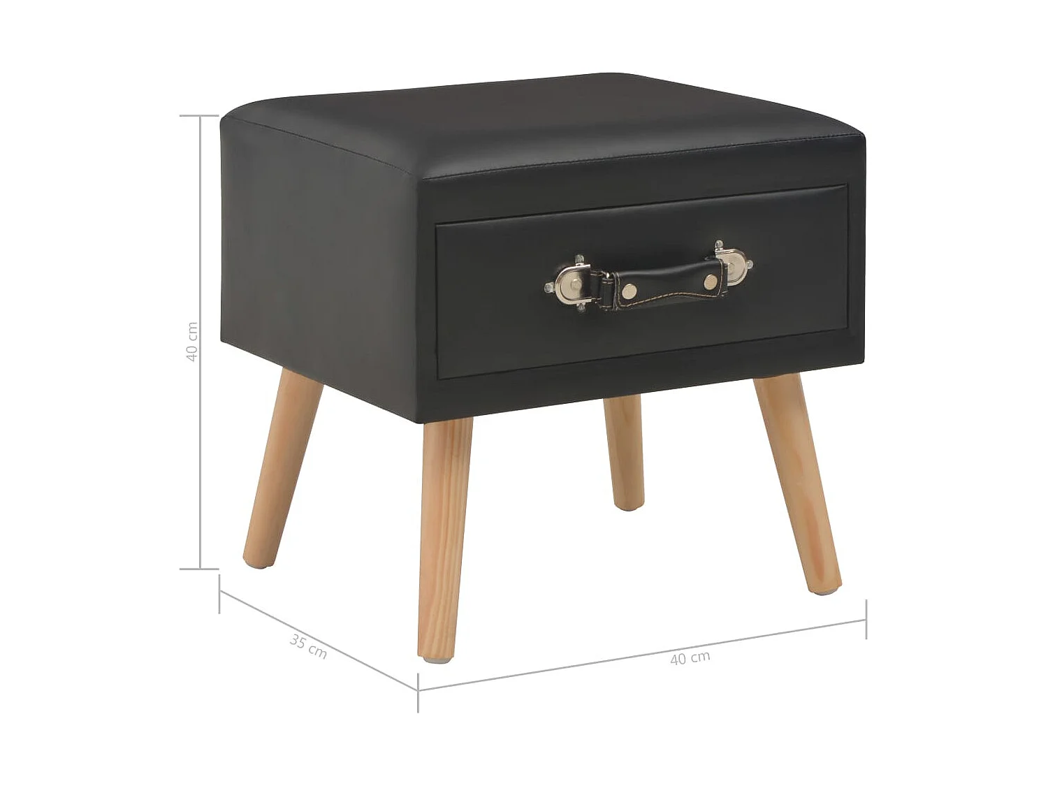 Nachttisch-Beistelltisch Schwarz 40x35x40 Kunstleder SHL67991