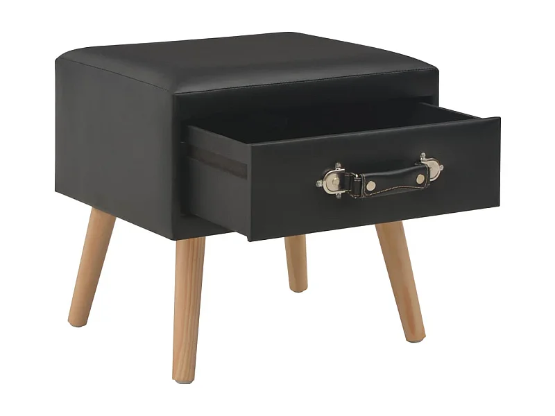 Table de chevet-Table d'appoint Noir 40x35x40 cm Similicuir