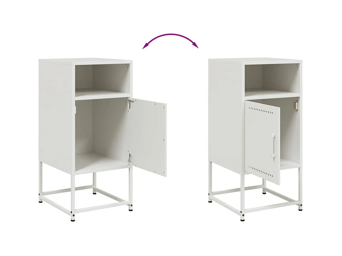 Mesita de noche | Mesilla de noche acero blanco 36x39x78 cm