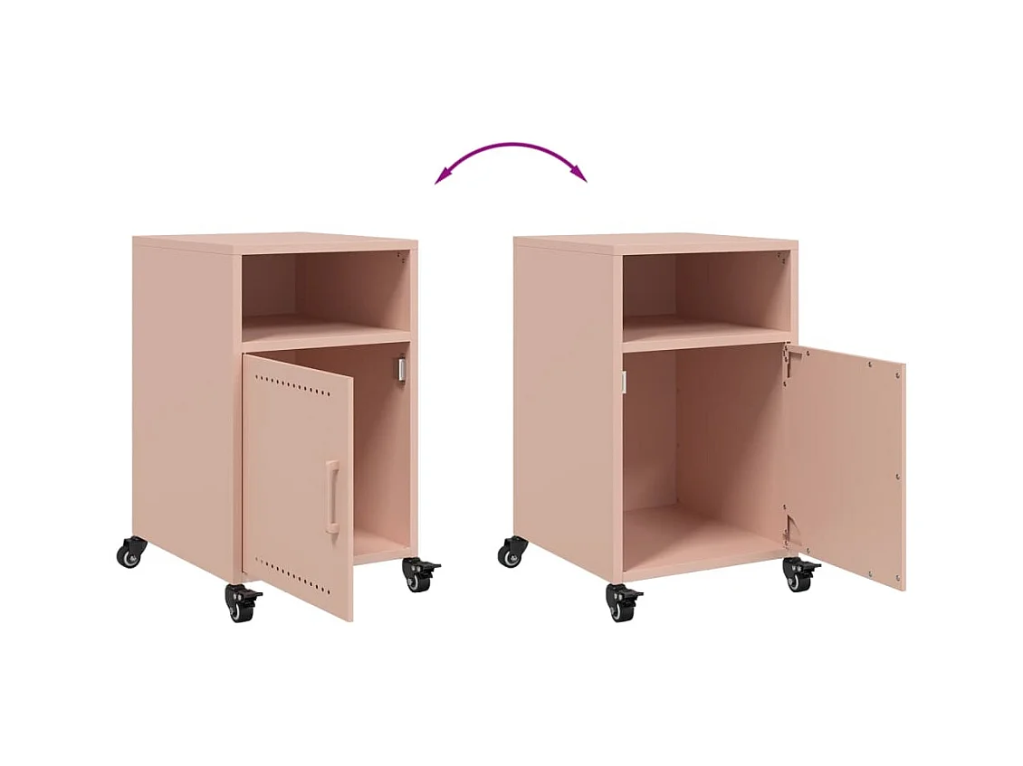 Mesitas de noche | Mesilla de noche 2 unidades acero rosa 36x39x59 cm