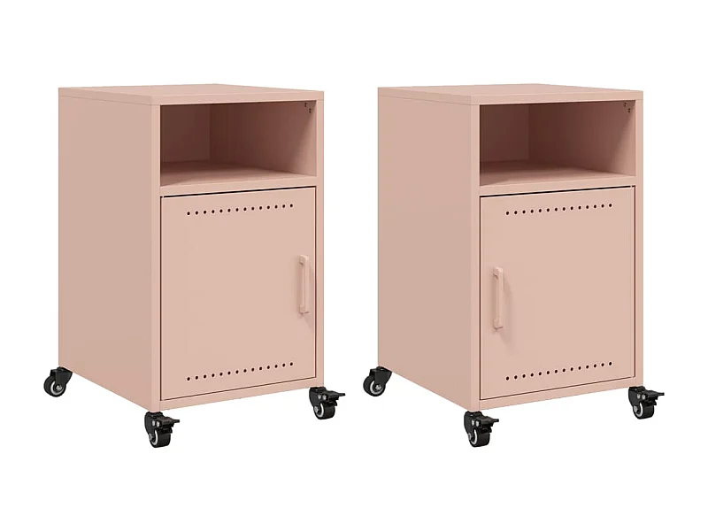 Nachttisch 2er Set-Beistelltisch-Nachttischkommode Rosa 36x39x59 cm Stahl SHL49889